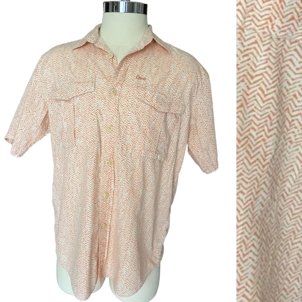 ORVIS mens vented fishing shirt with pockets geometric design
